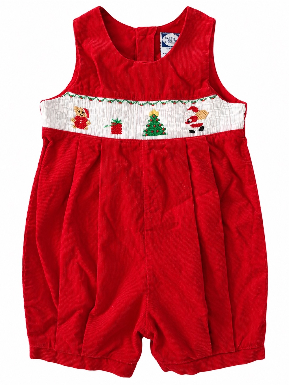 Carriage Boutiques 12M Christmas Smocked Corduroy Romper Santa